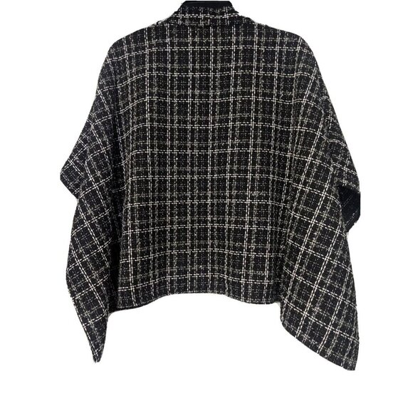 INC two-tone tweed women's ruana poncho topper -BLACK - M/L - Picture 4 of 4
